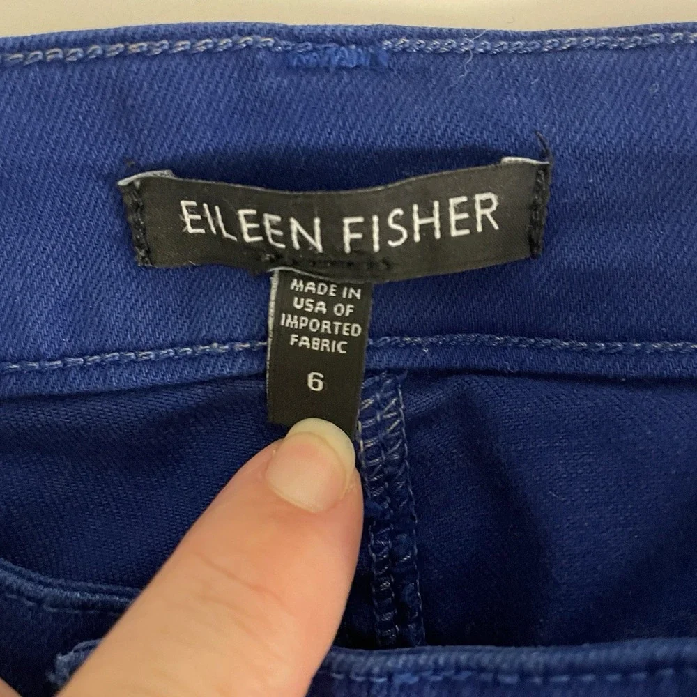 Eileen Fisher Women's Size 6 Blue Skinny Leg Cotton‎ Chino Pants Made In USA